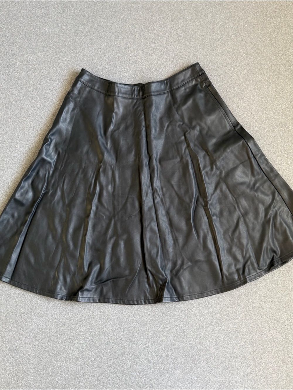 Classic Black Faux Leather A-Line Skirt